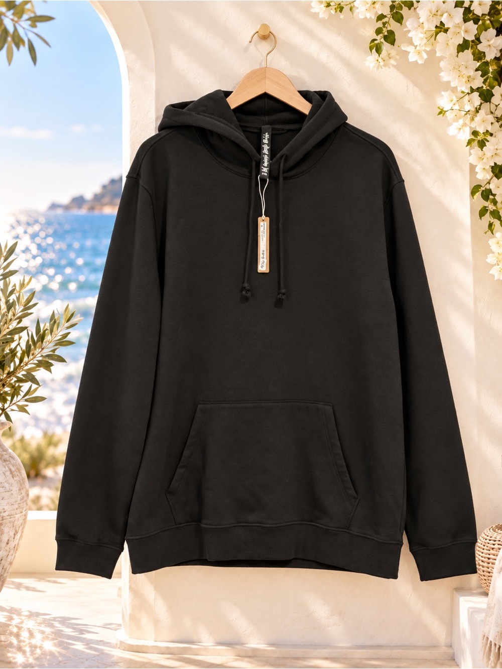SKIMS Lounge Fleece Hoodie Washed Onyx Black NWT